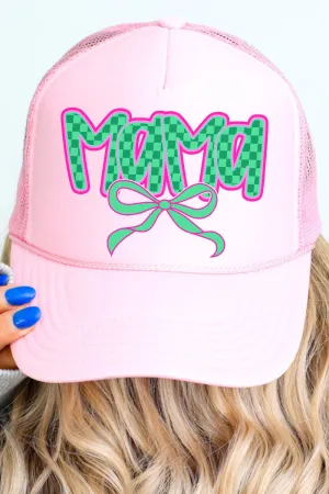 Bright Checkered Mama Otto Soft Pink Foam Front Trucker Hat