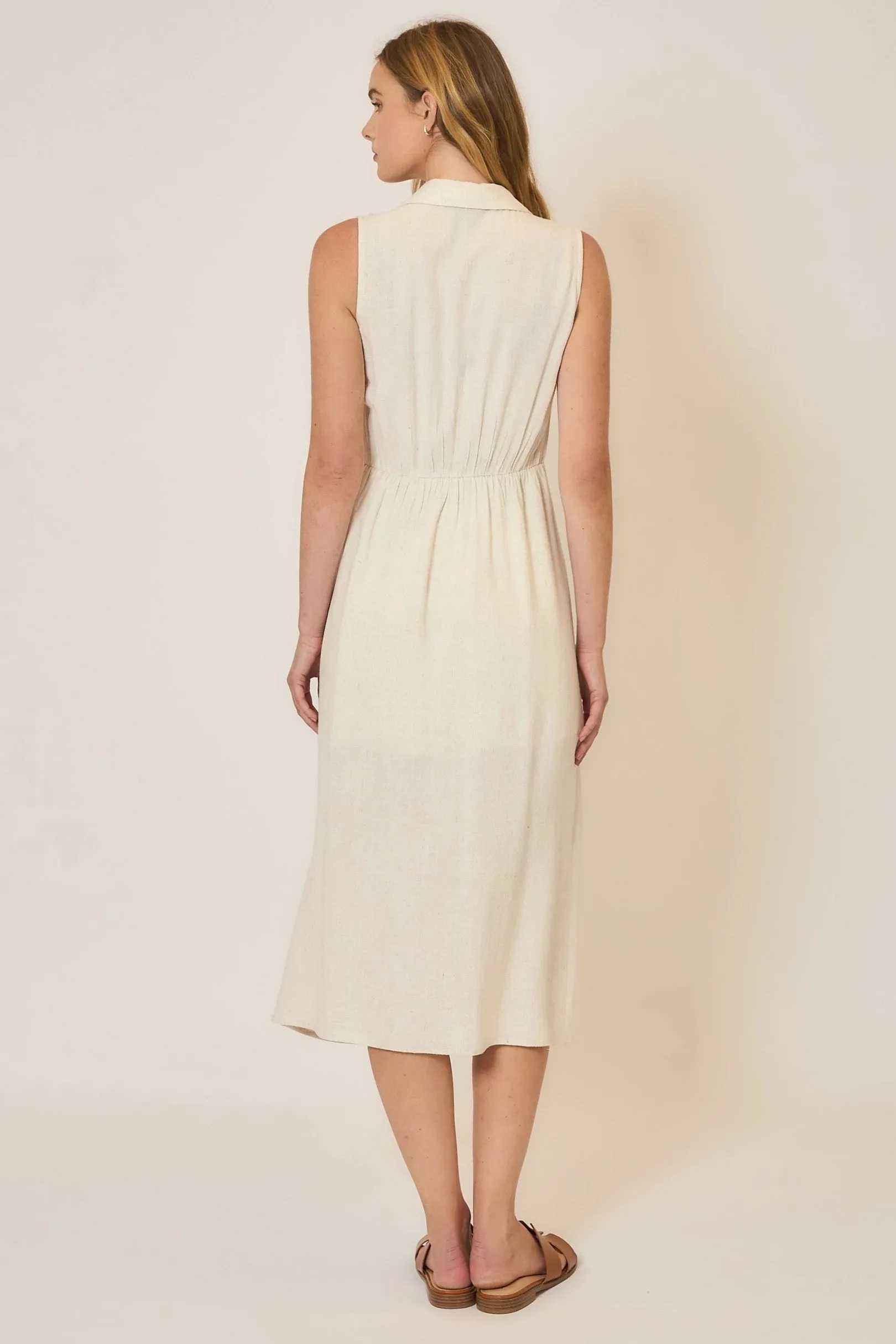 Button Up Midi Dress with Tie Belt