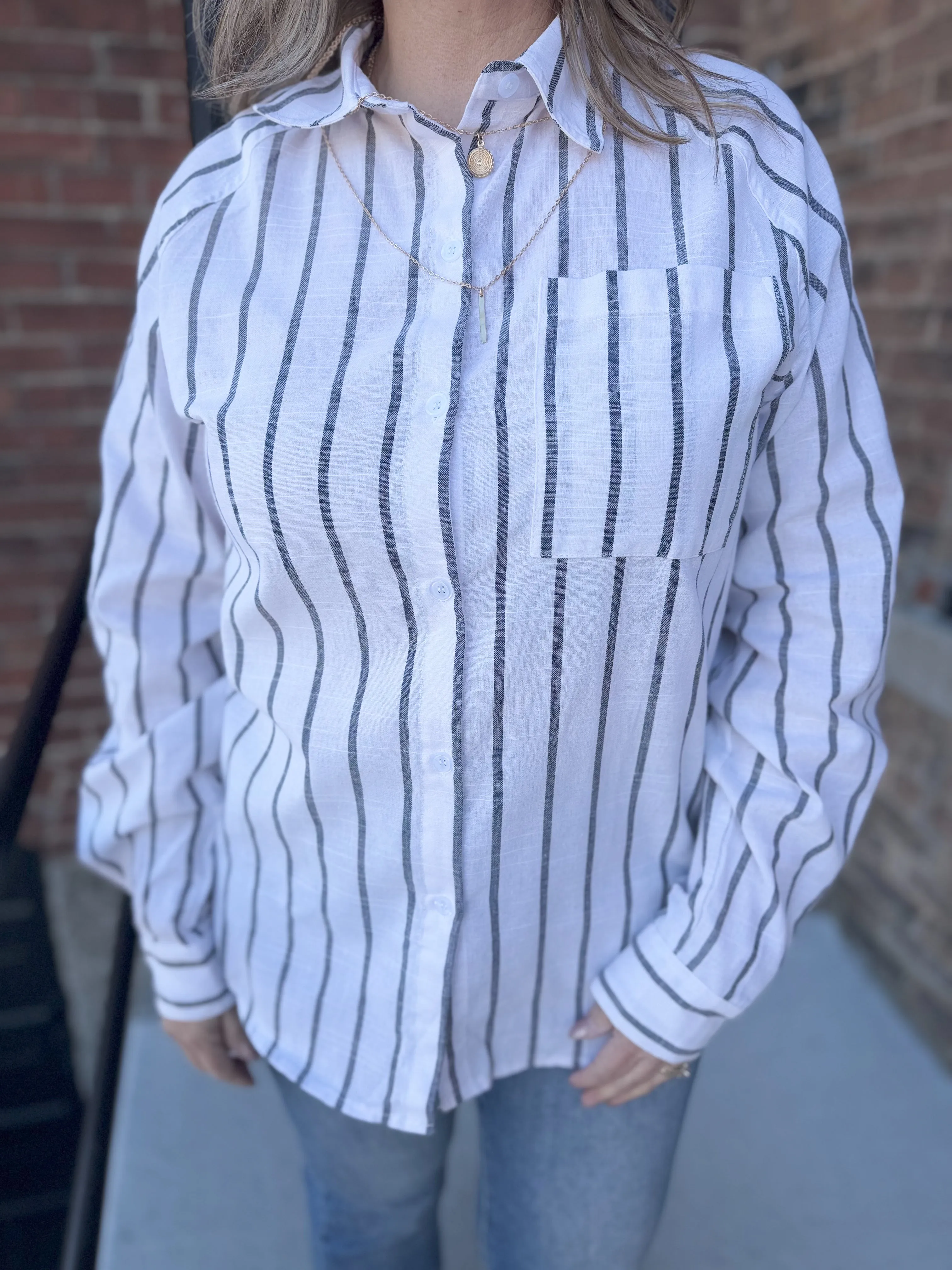 Button Up Striped Top