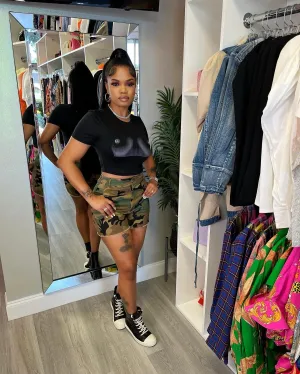 Camo Short Pants Above The Knee Army Fatique Shorts