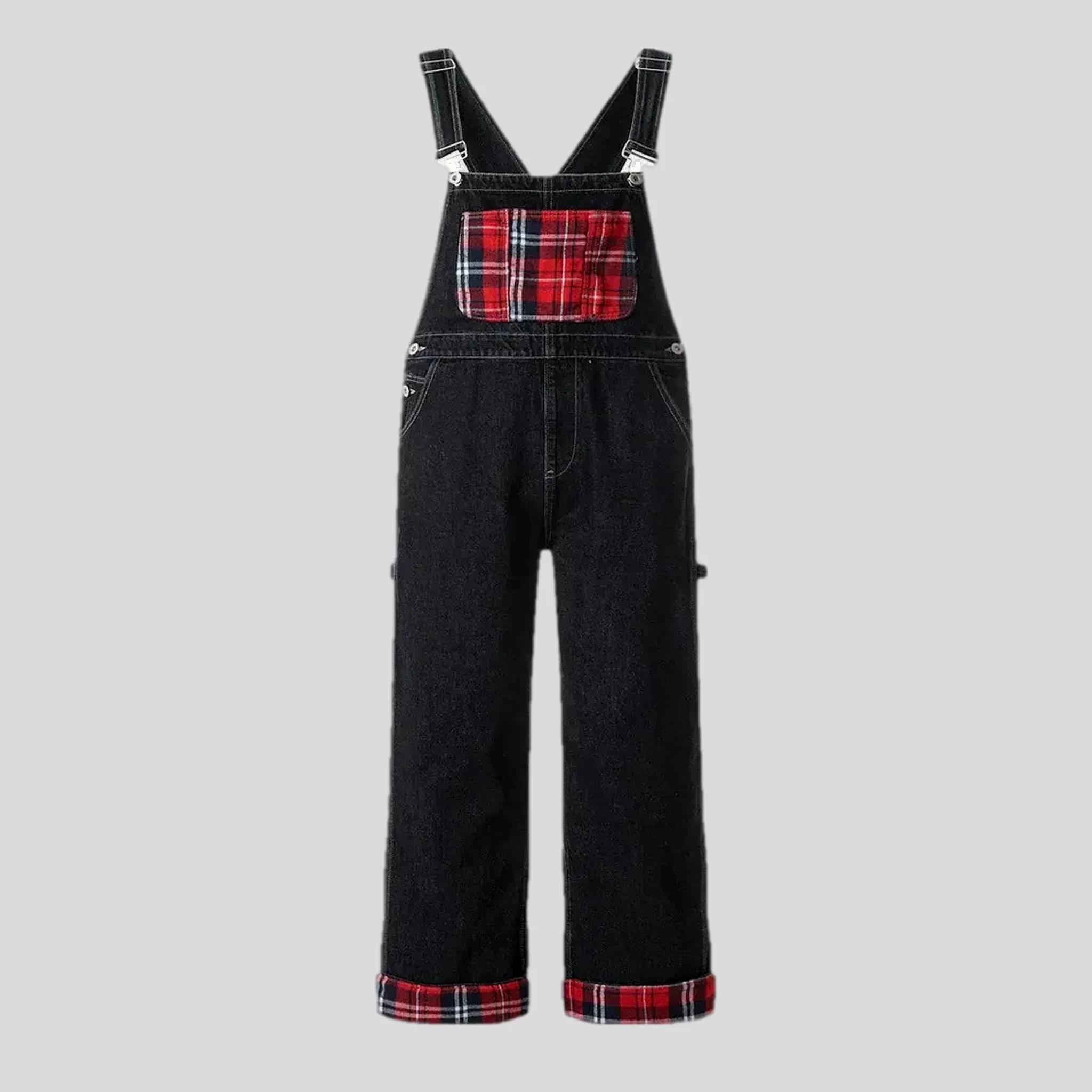 Carpenter style workwear men's denim bib