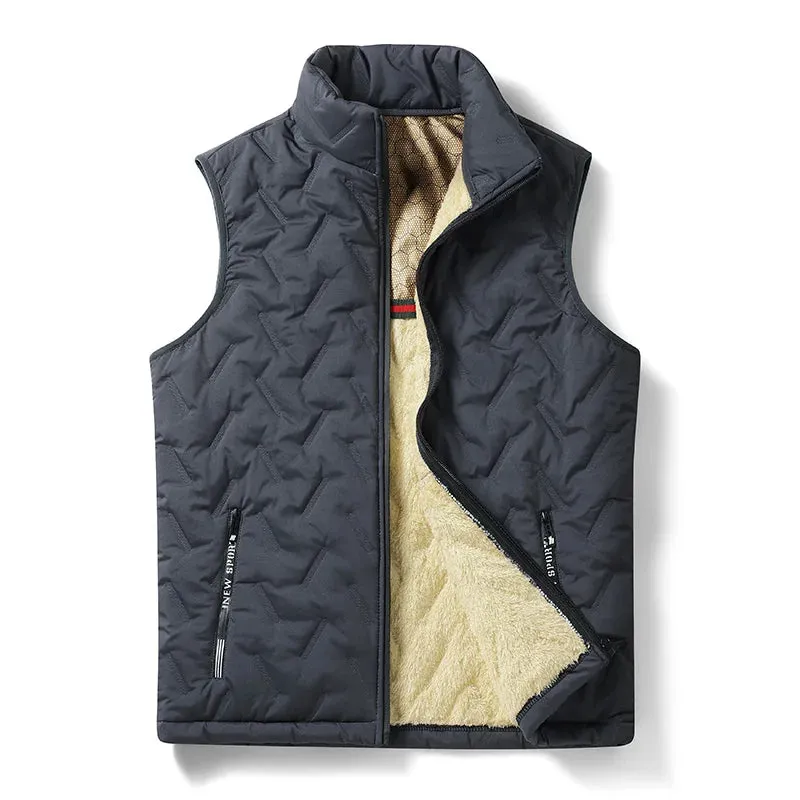 Casual Men's Windproof Gilet – Autumn Winter Down Cotton Fleece Vest, Thickened Sleeveless Warm Jacket C8