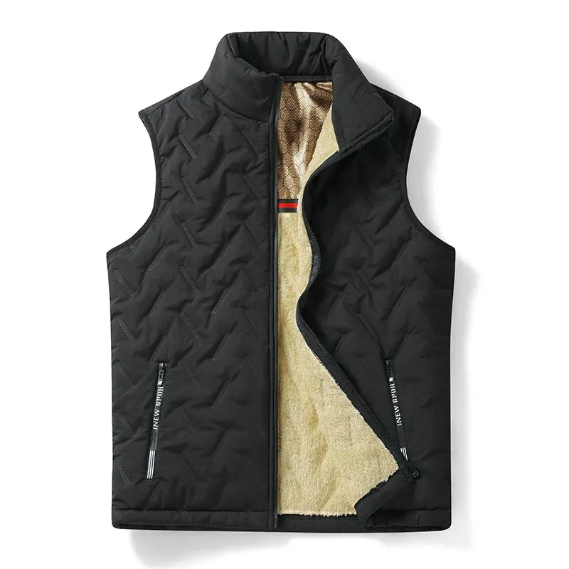 Casual Men's Windproof Gilet – Autumn Winter Down Cotton Fleece Vest, Thickened Sleeveless Warm Jacket C8