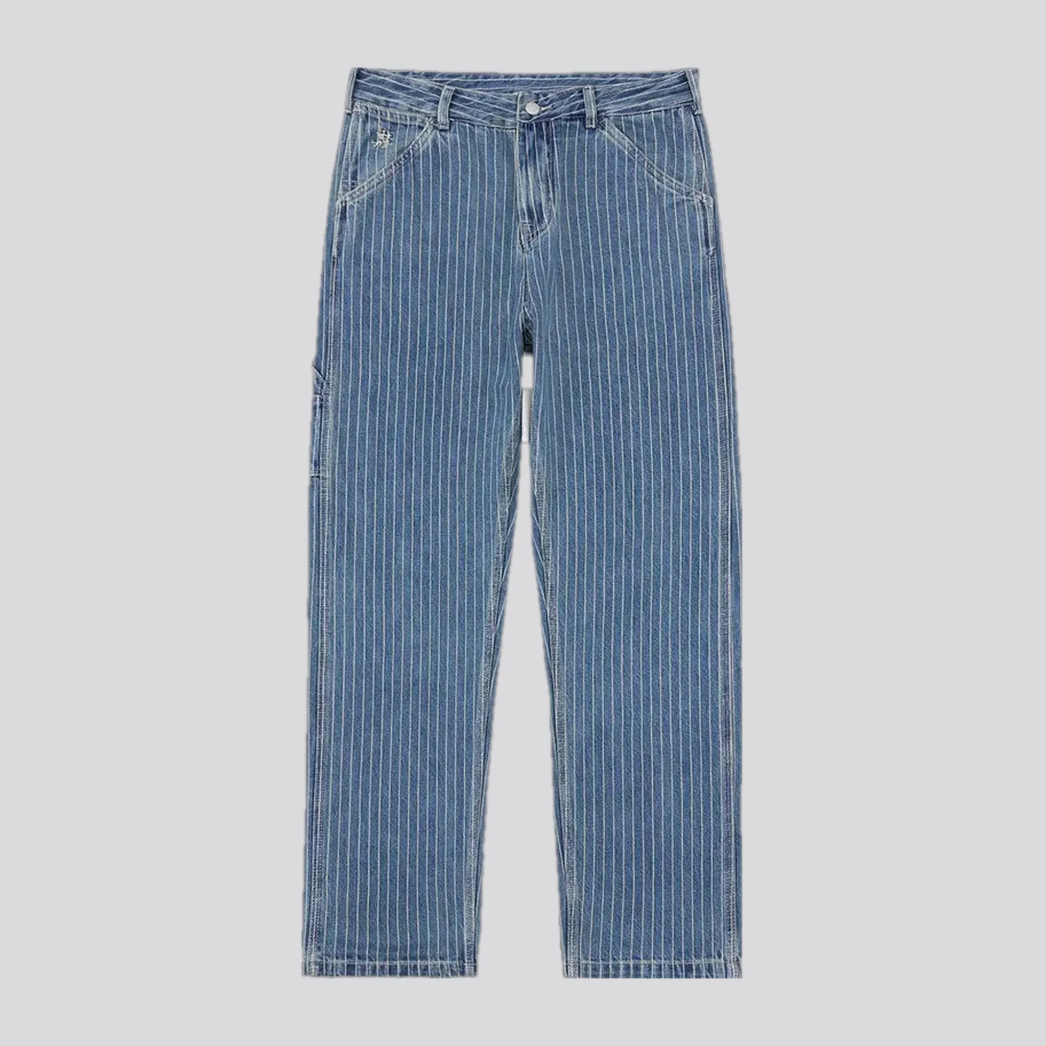 Casual midweight striped worker jeans for men