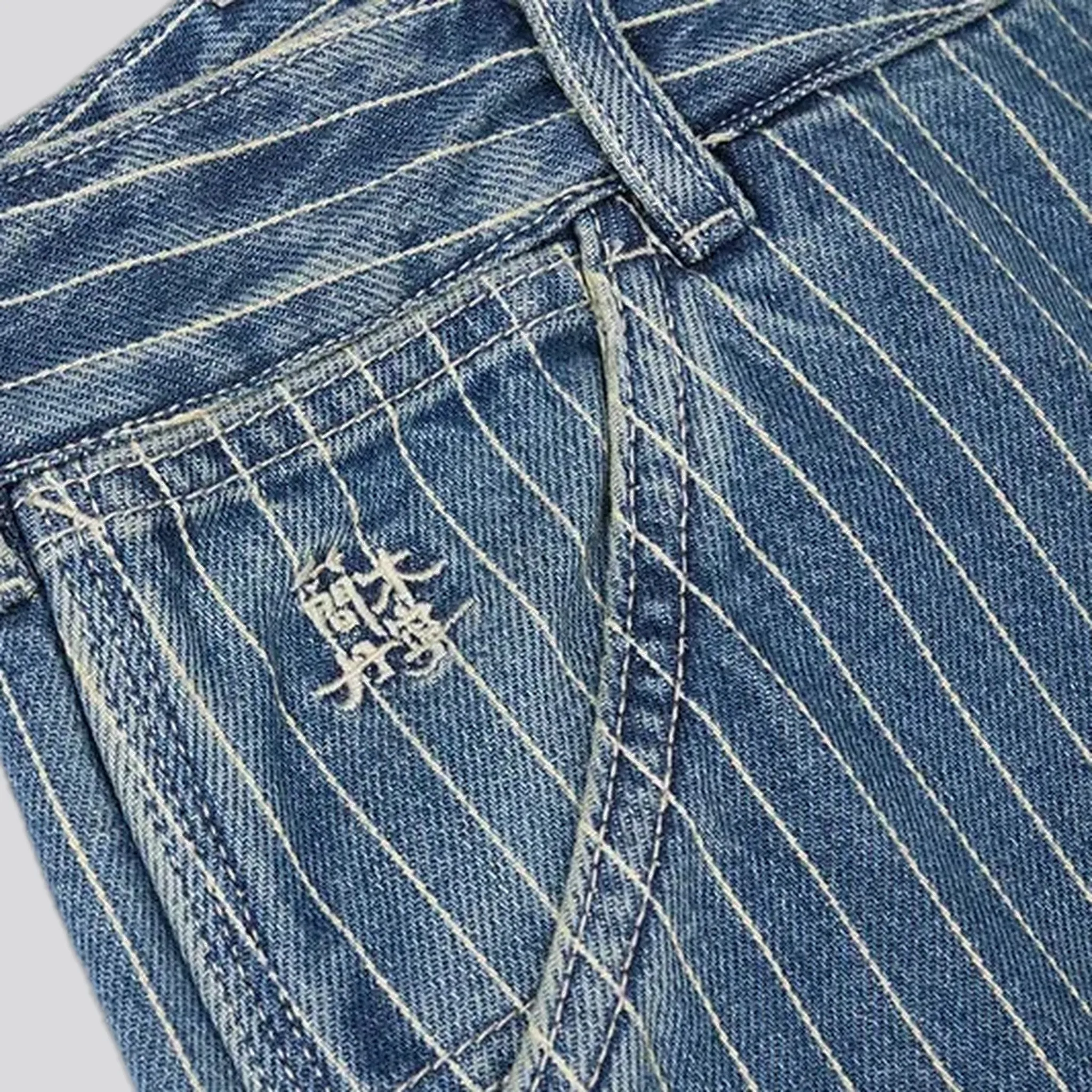 Casual midweight striped worker jeans for men