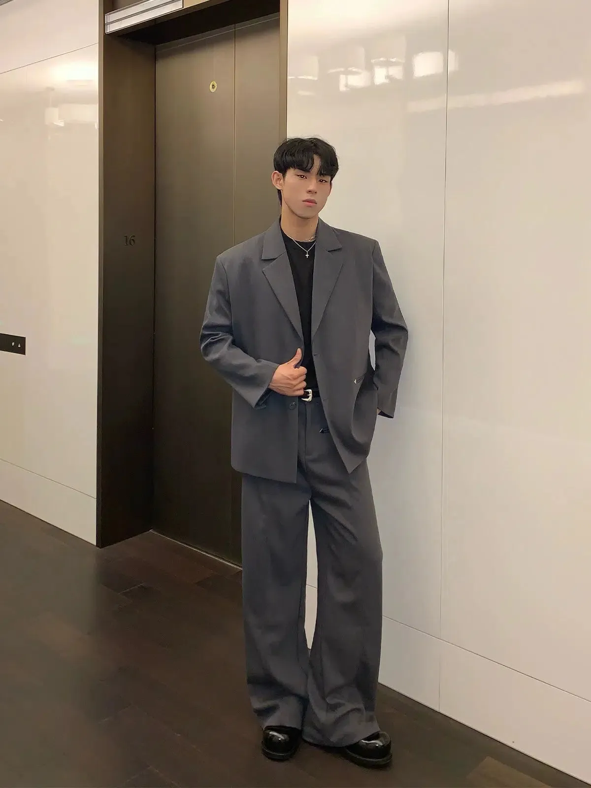 Casual Silhouette Suit Pants Set