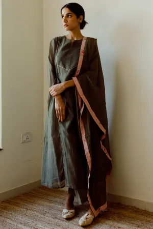 Chanderi Kurta Set In Clover Green