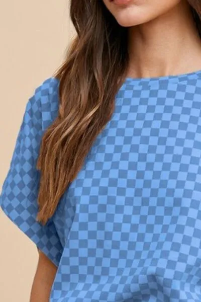 Check Your Vibe Blue Checkered Top