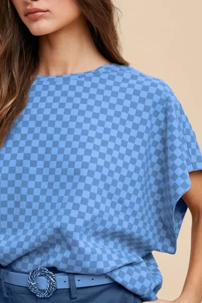 Check Your Vibe Blue Checkered Top
