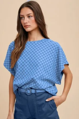 Check Your Vibe Blue Checkered Top