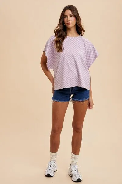 Check Your Vibe Lavender Checkered Top