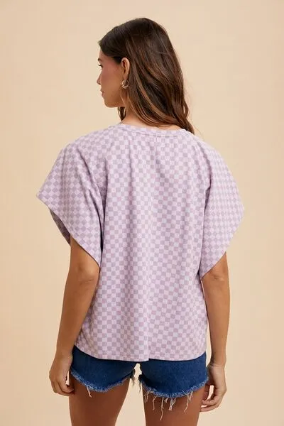 Check Your Vibe Lavender Checkered Top