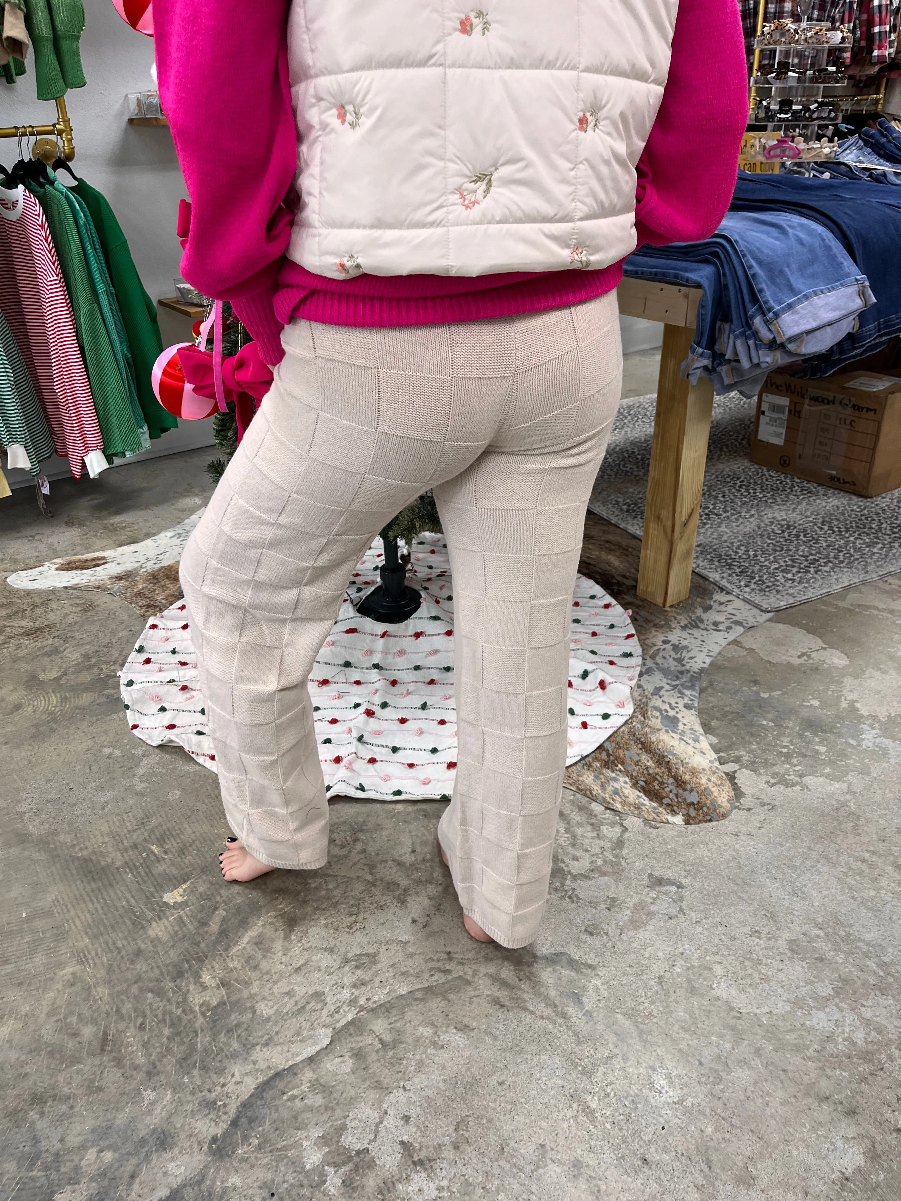 Checker Knit Sweater Pants
