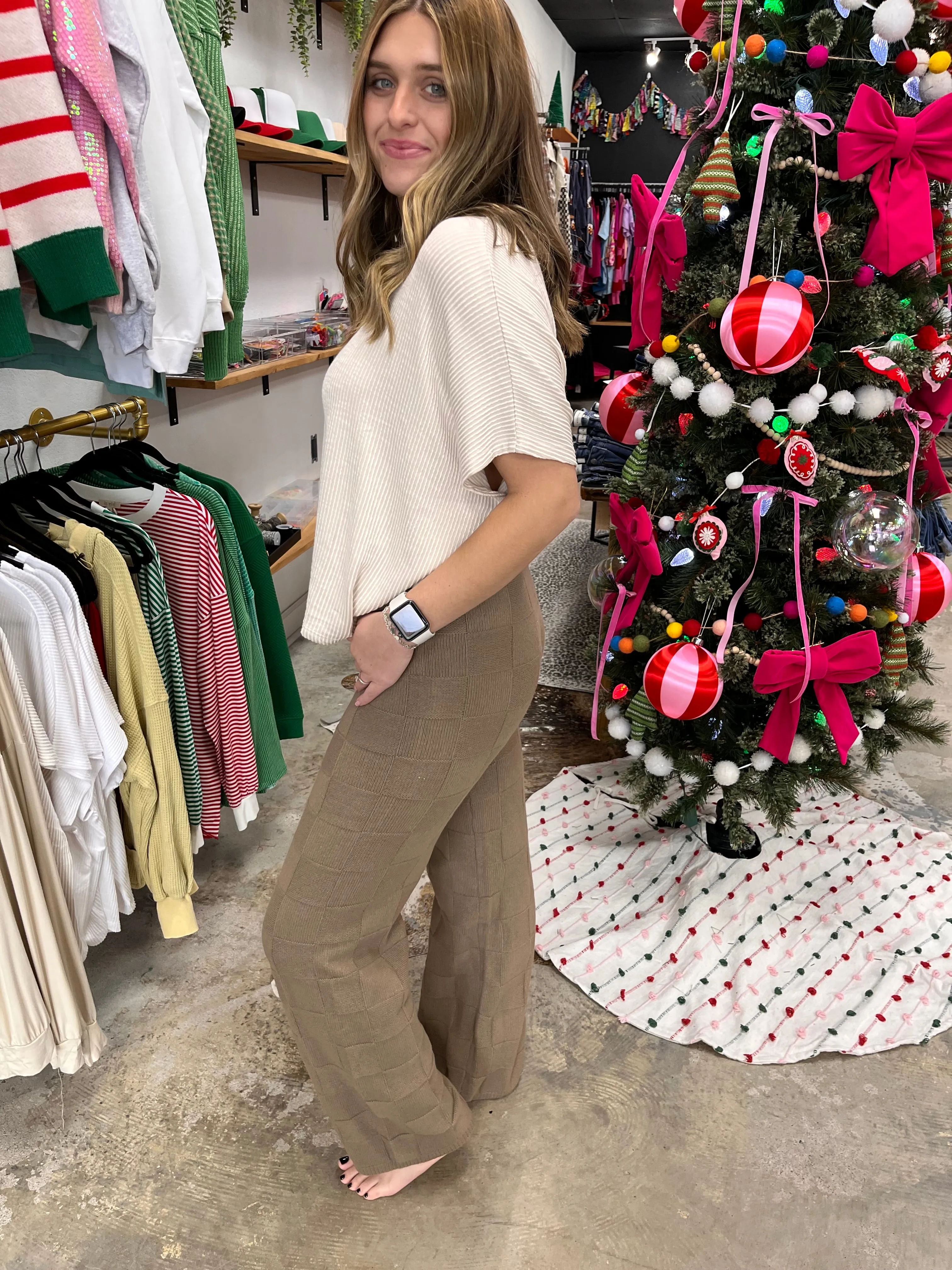 Checker Knit Sweater Pants