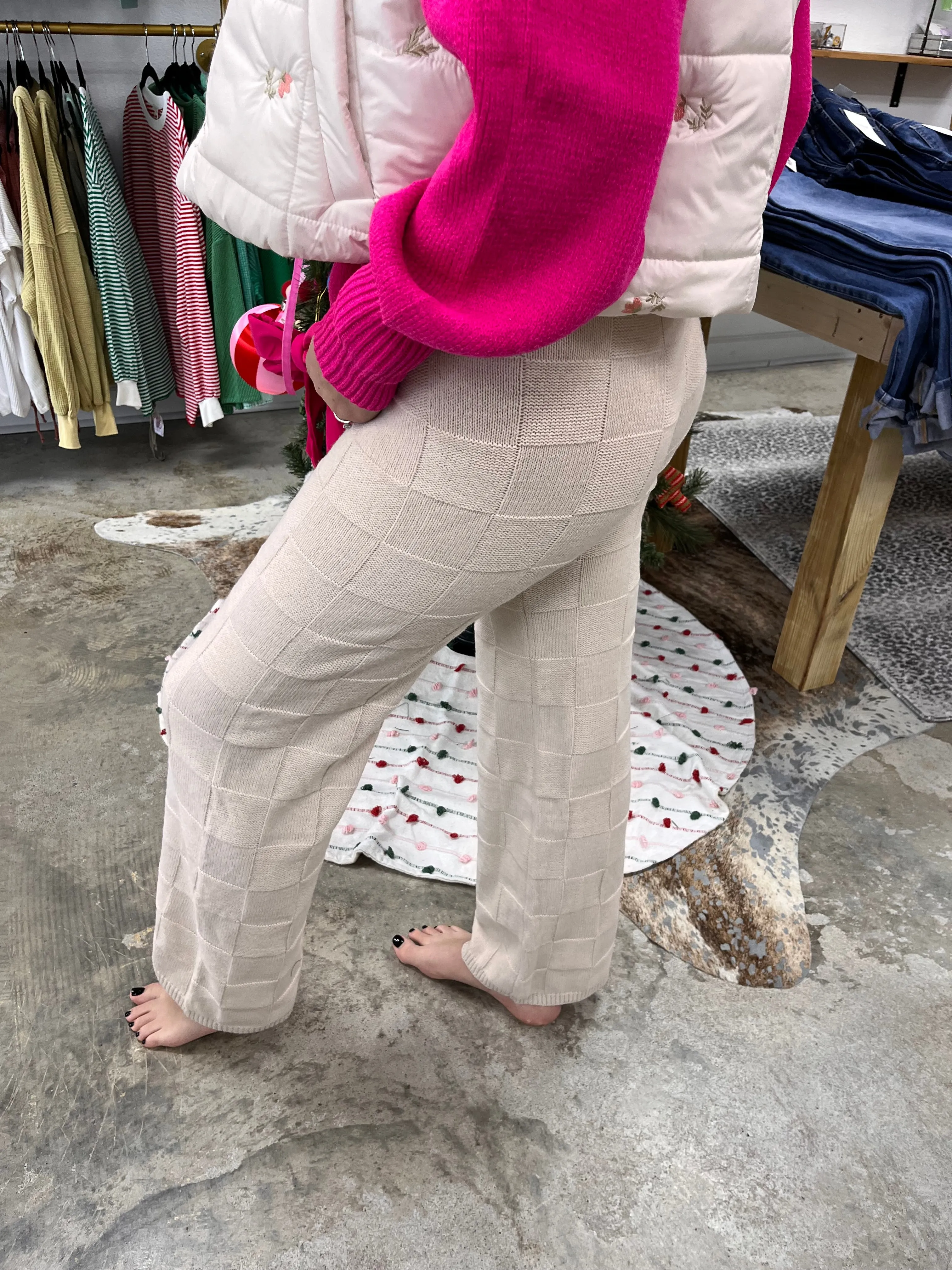 Checker Knit Sweater Pants