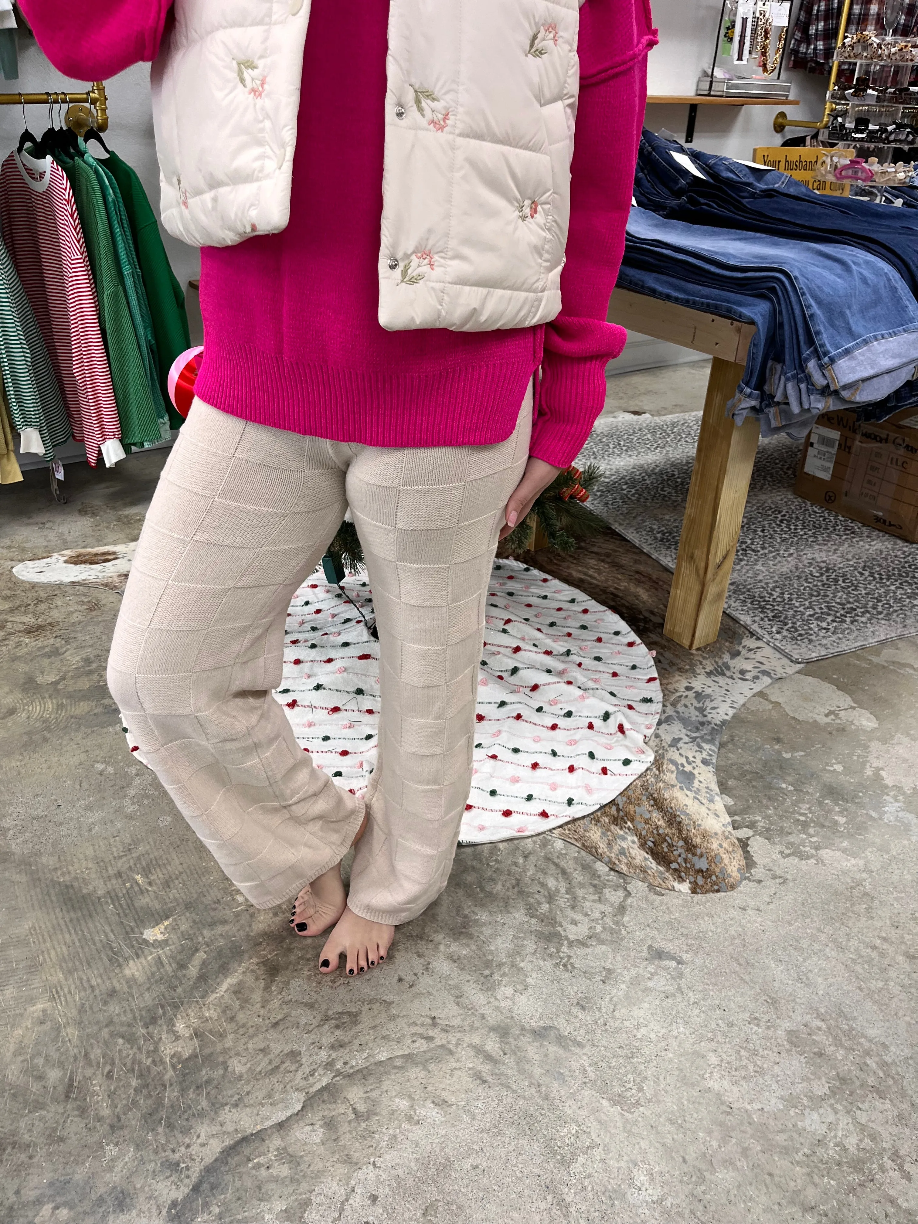 Checker Knit Sweater Pants