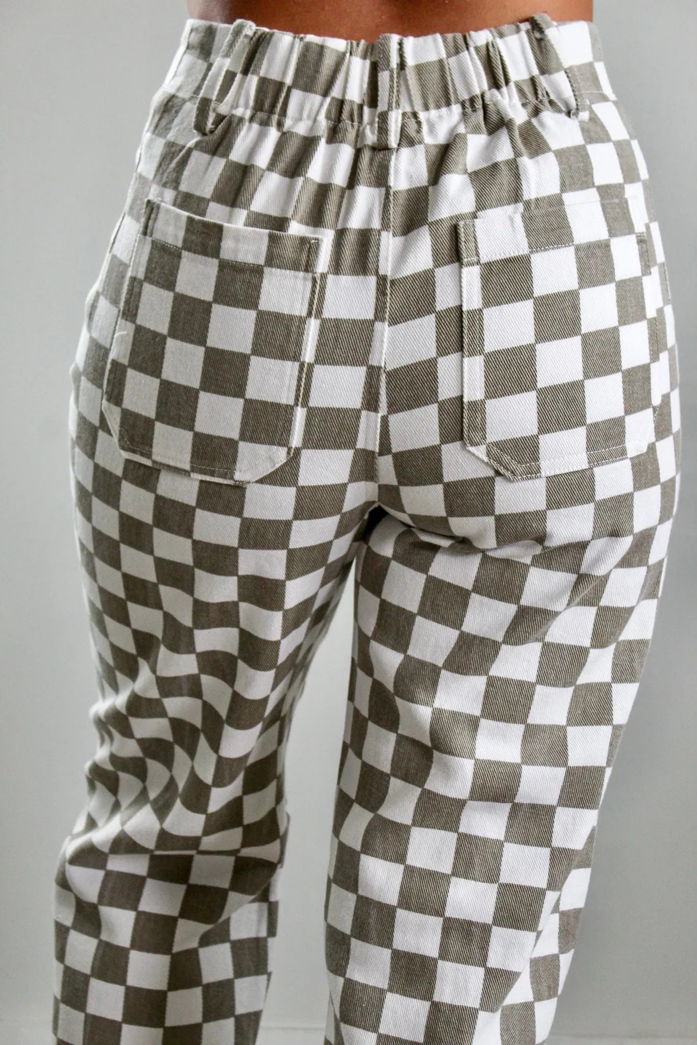 Checkered Cutie Wide Leg • Taupe