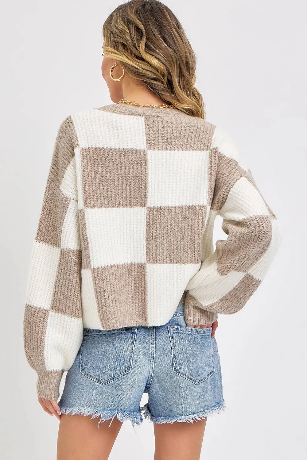 Checkered Mocha Sweater