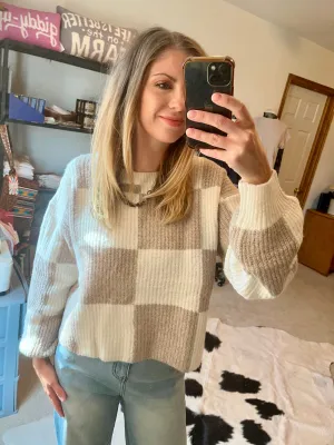 Checkered Mocha Sweater