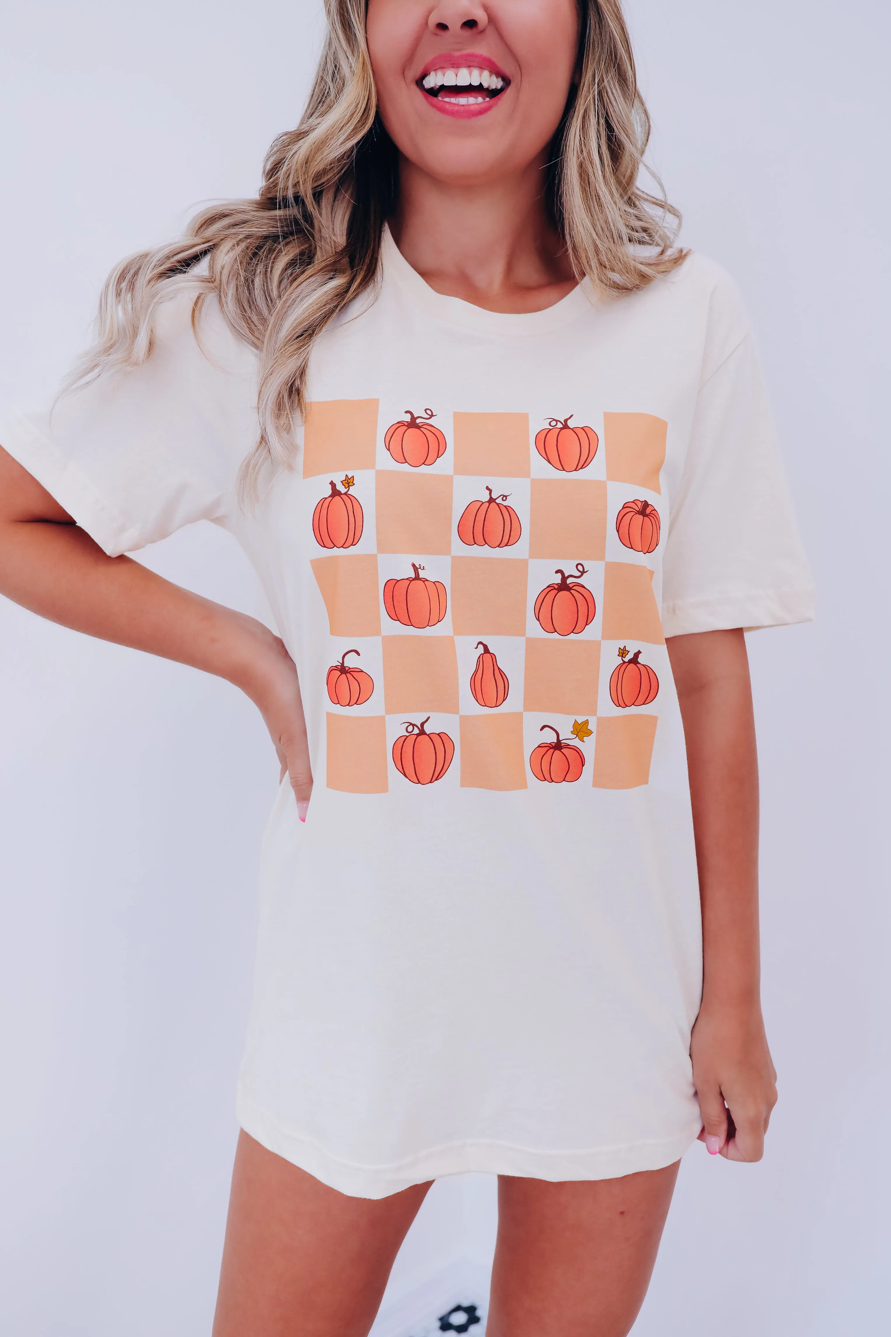 Checkered Pumpkin Graphic Tee
