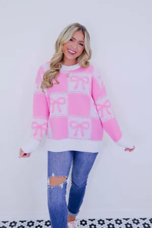 Chesney Checkered Bow Knit Sweater