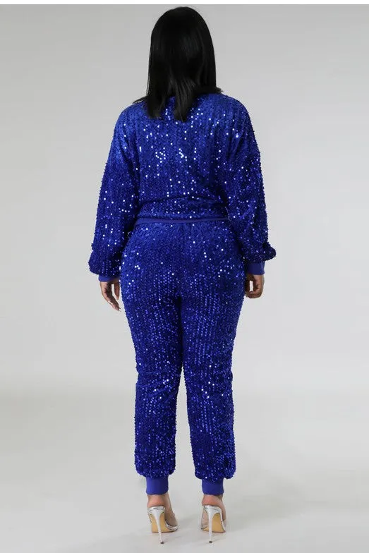 CHIC SEQUIN TWO PIECE PANT SET