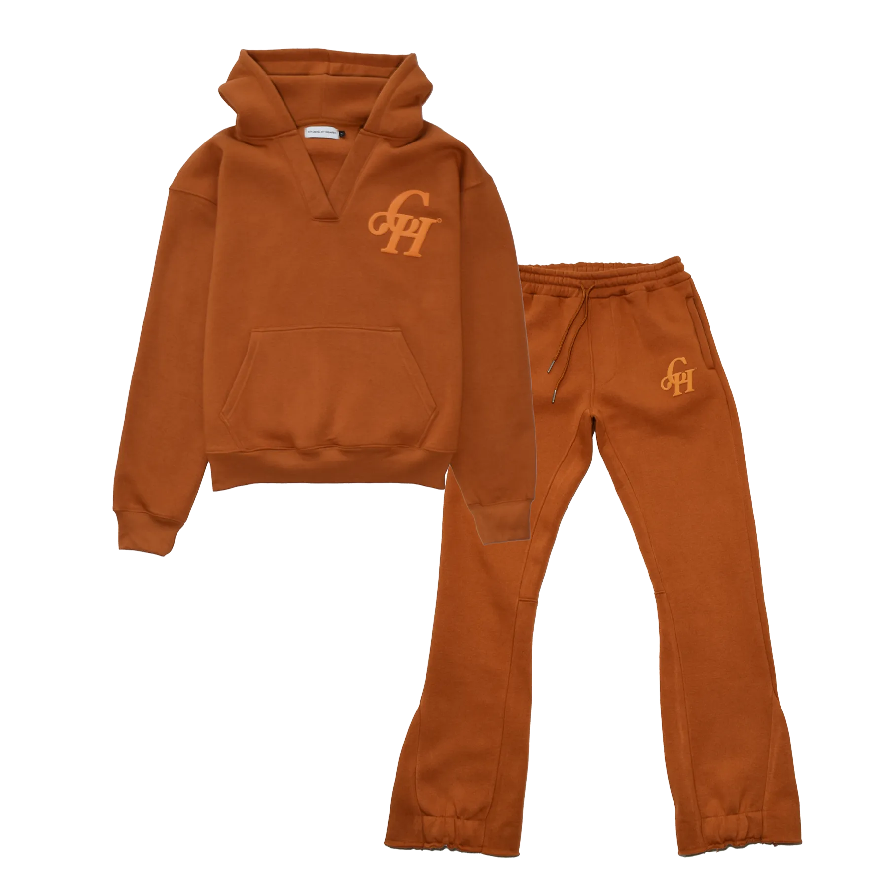 Citizenship V-Neck Flared Sweatsuit Set-Yam
