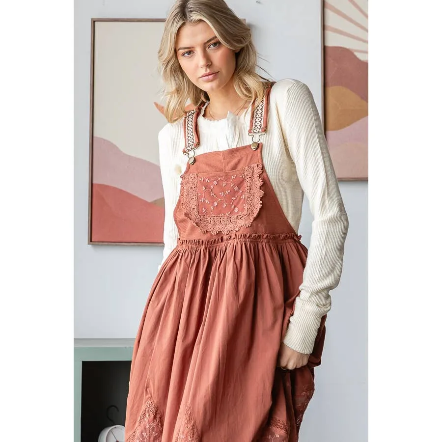 Copper Brown Mineral Washed Sleeveless Lace Pleated Oli Hali Skirtall