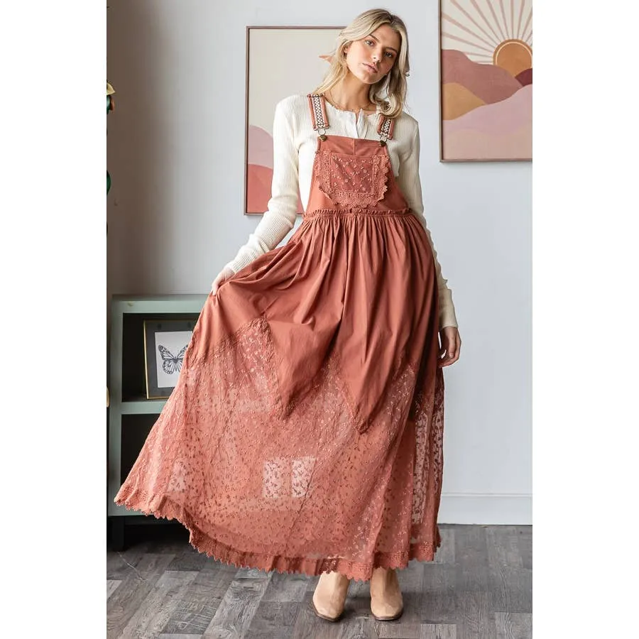 Copper Brown Mineral Washed Sleeveless Lace Pleated Oli Hali Skirtall
