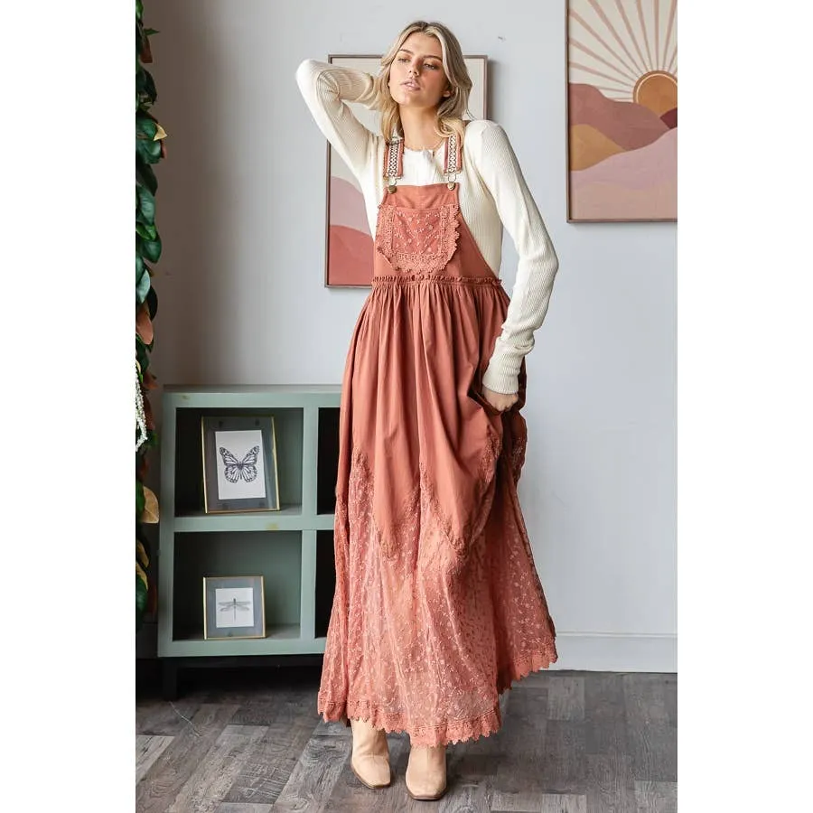 Copper Brown Mineral Washed Sleeveless Lace Pleated Oli Hali Skirtall