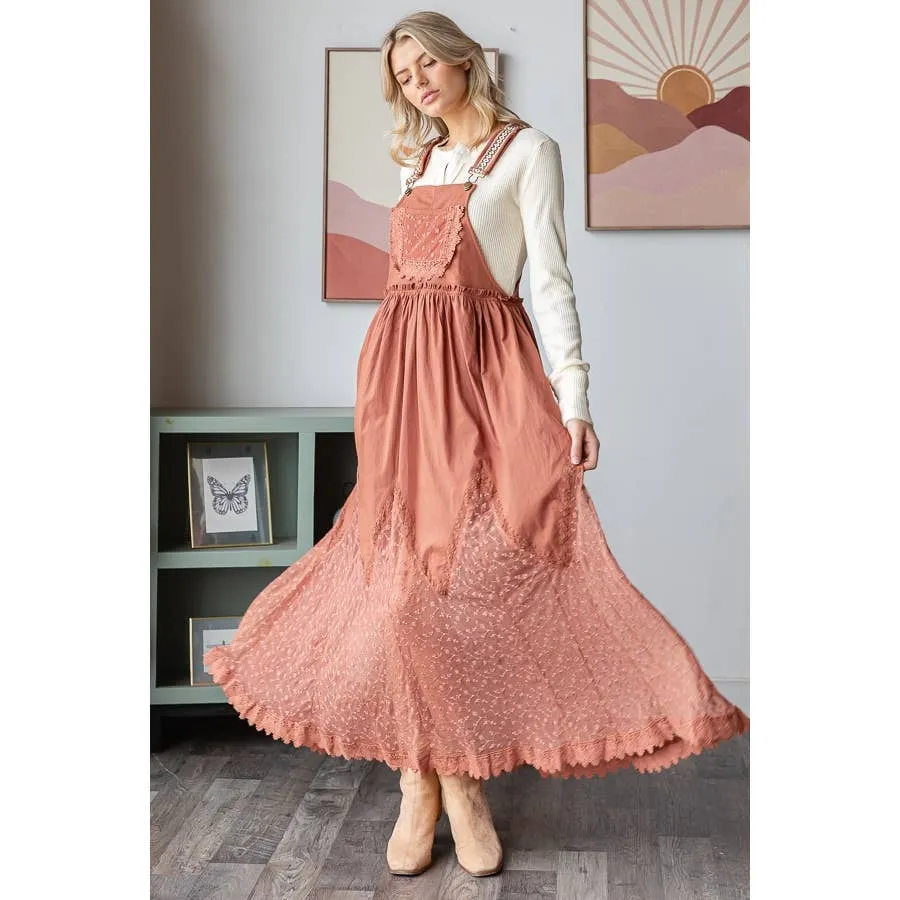 Copper Brown Mineral Washed Sleeveless Lace Pleated Oli Hali Skirtall
