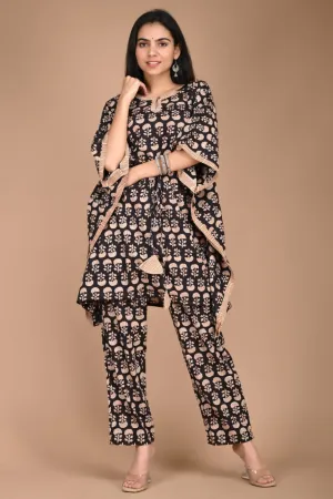 Cotton Black Kaftan Set