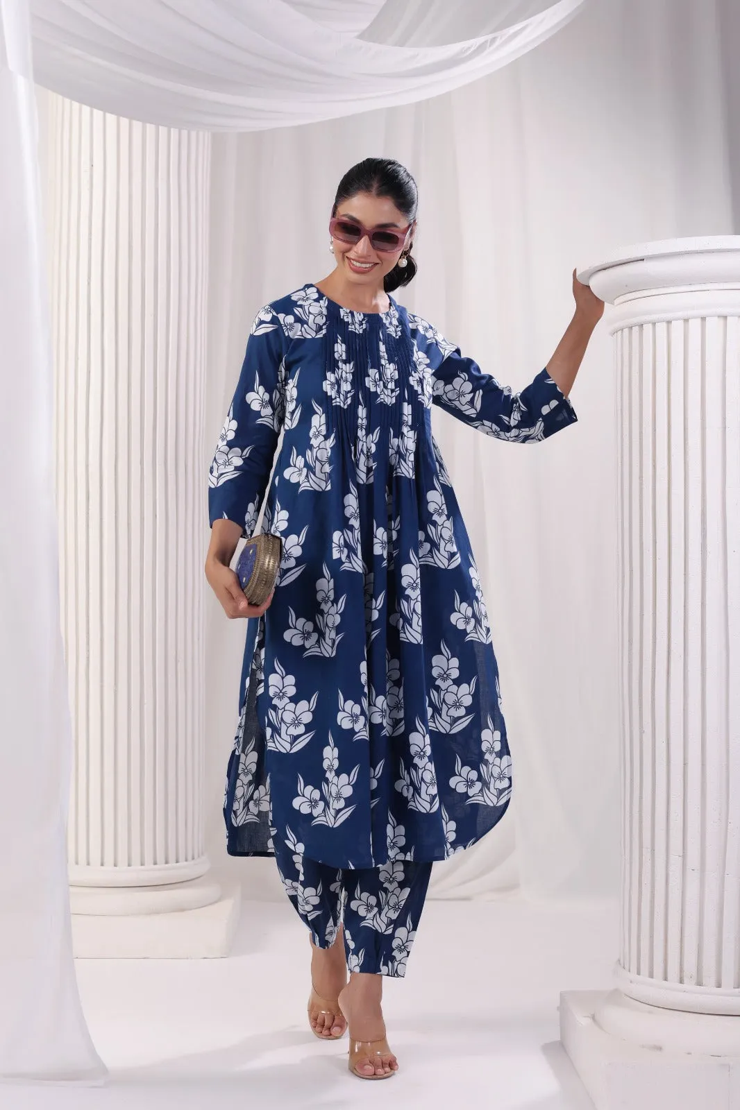 Cotton Pintucked Kurta Pant Set