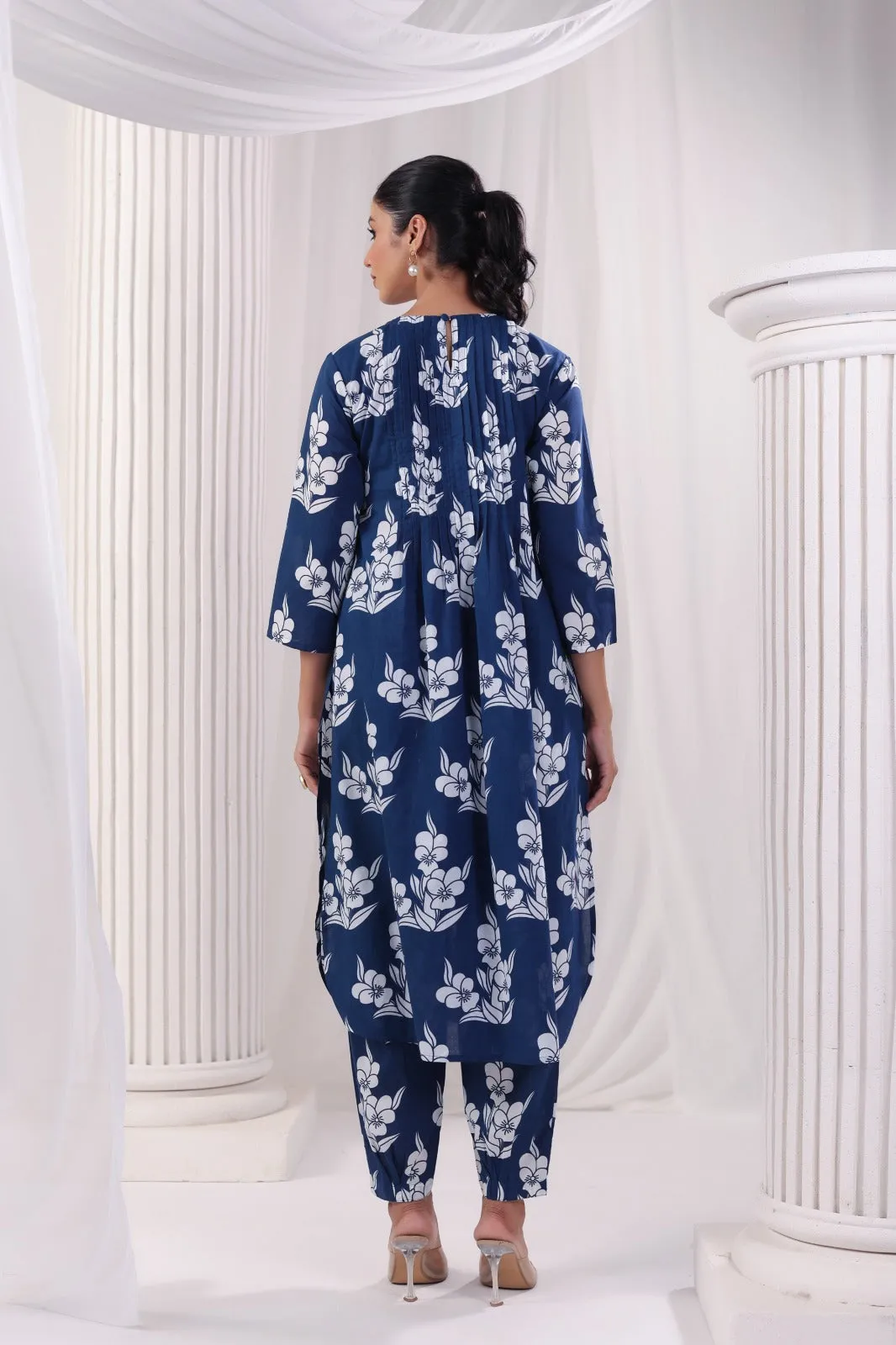 Cotton Pintucked Kurta Pant Set