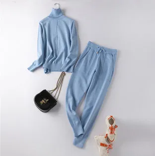 Cozy Luxury Feel Knit Co-ord Sets - BABY BLUE
