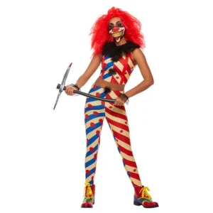 Creepy Clown Costume, Red & Blue