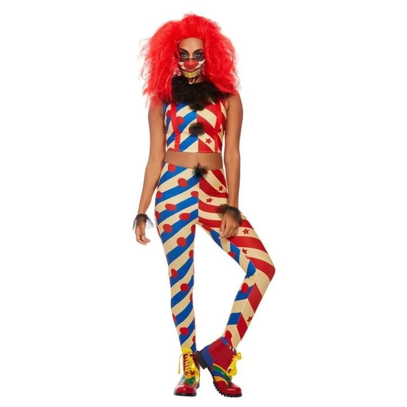 Creepy Clown Costume, Red & Blue