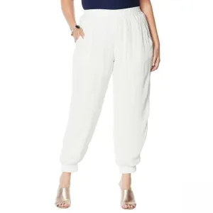 Curations Women's Plus Size Gauze Jogger Pants with Slash Pockets