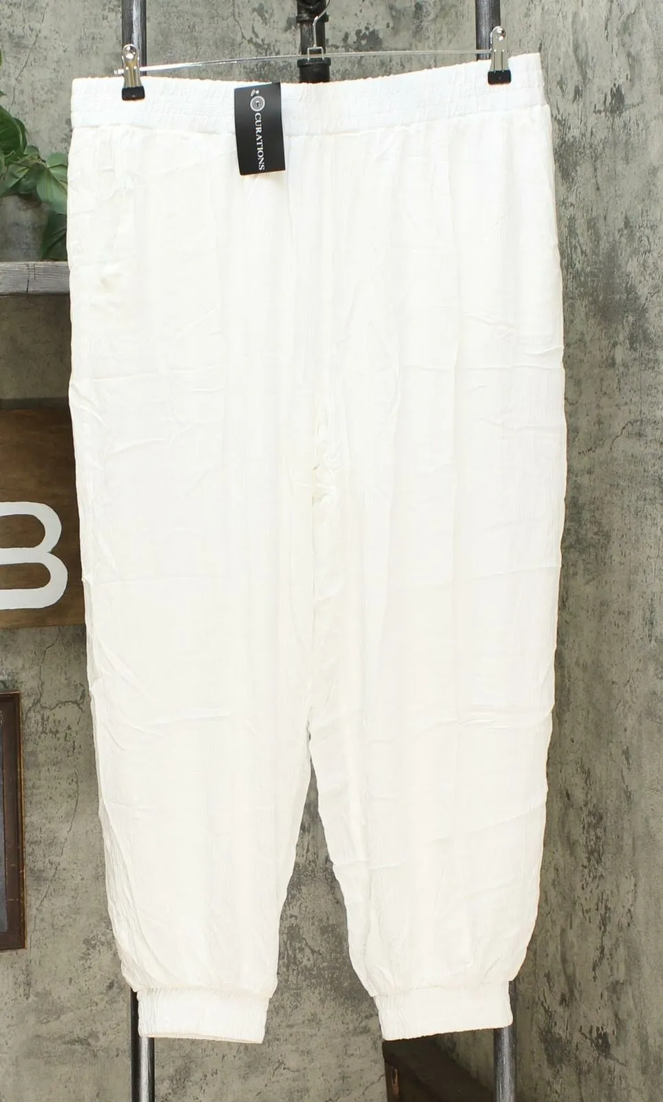 Curations Women's Plus Size Gauze Jogger Pants with Slash Pockets