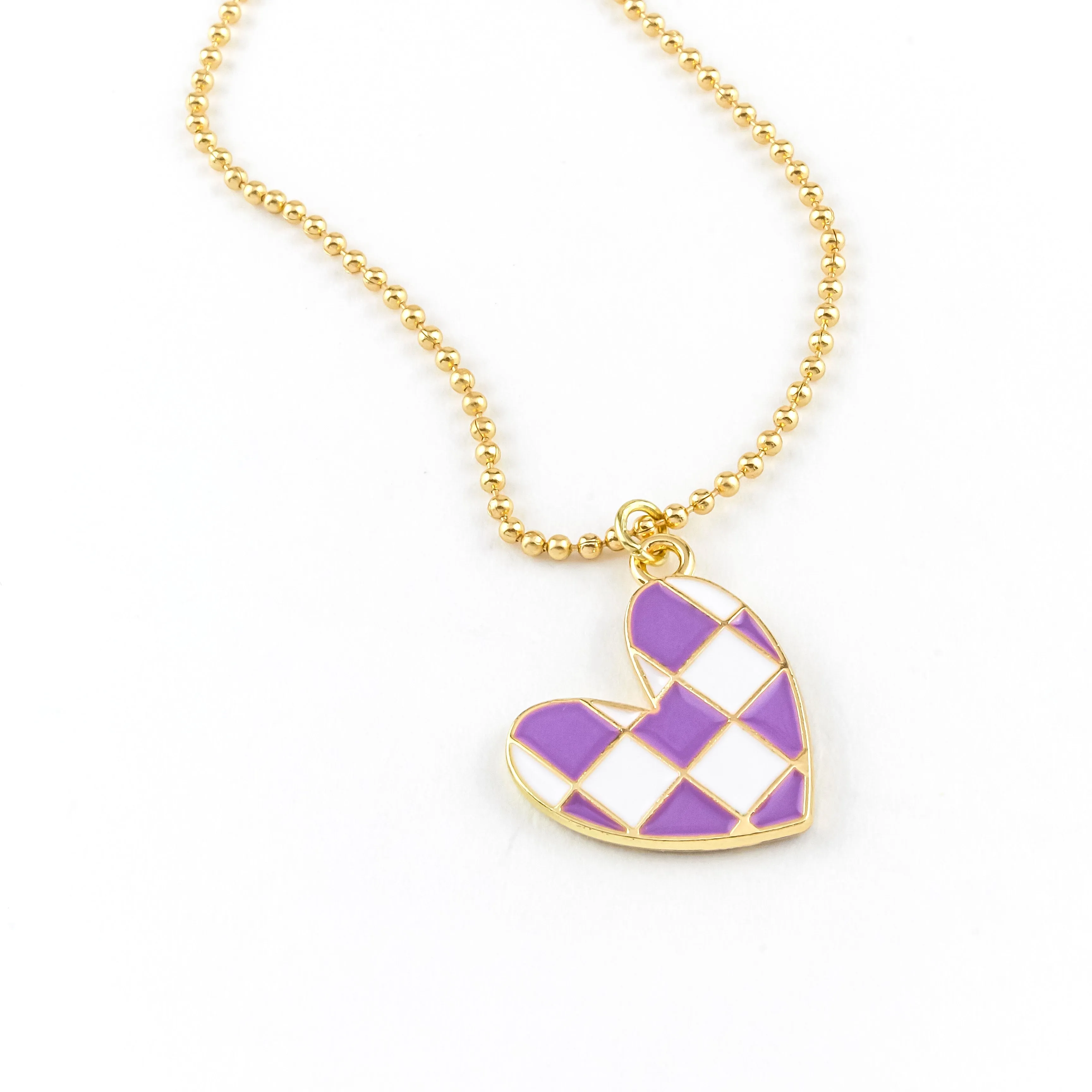 Daniel Checkered Heart Necklace