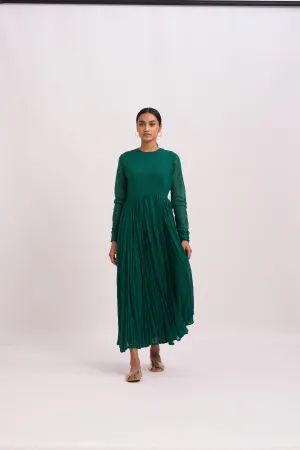 Dot   I   Ghoomar Anarkali Saham - Set  Cotton Anarkali with Cotton Pants  Leaf Green  SS24-G-9