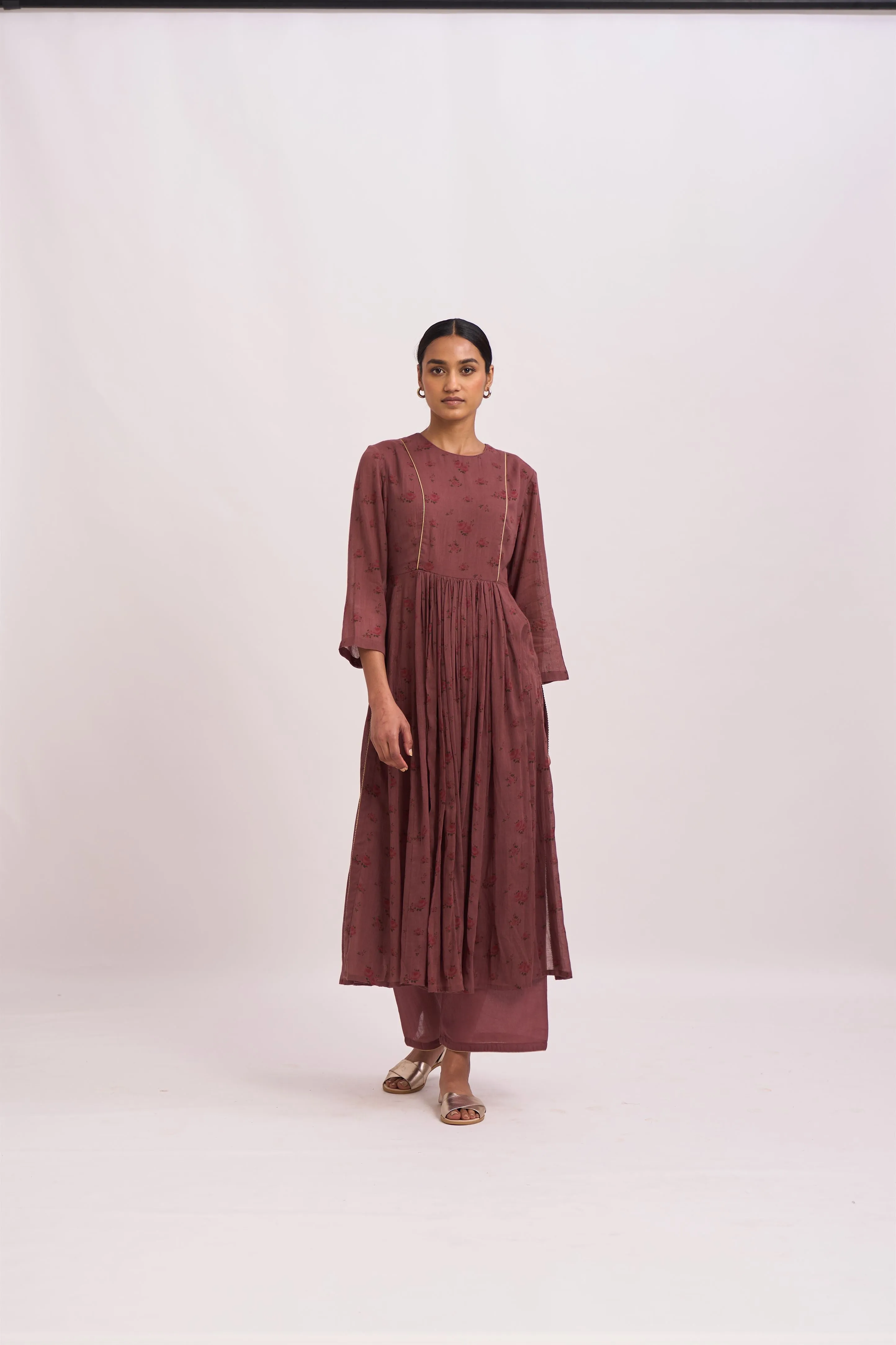 Dot   I   Revati Shamal printed kurta Set  Cotton Fabric is used in Batwa  Rose wood  SS24-PR-101