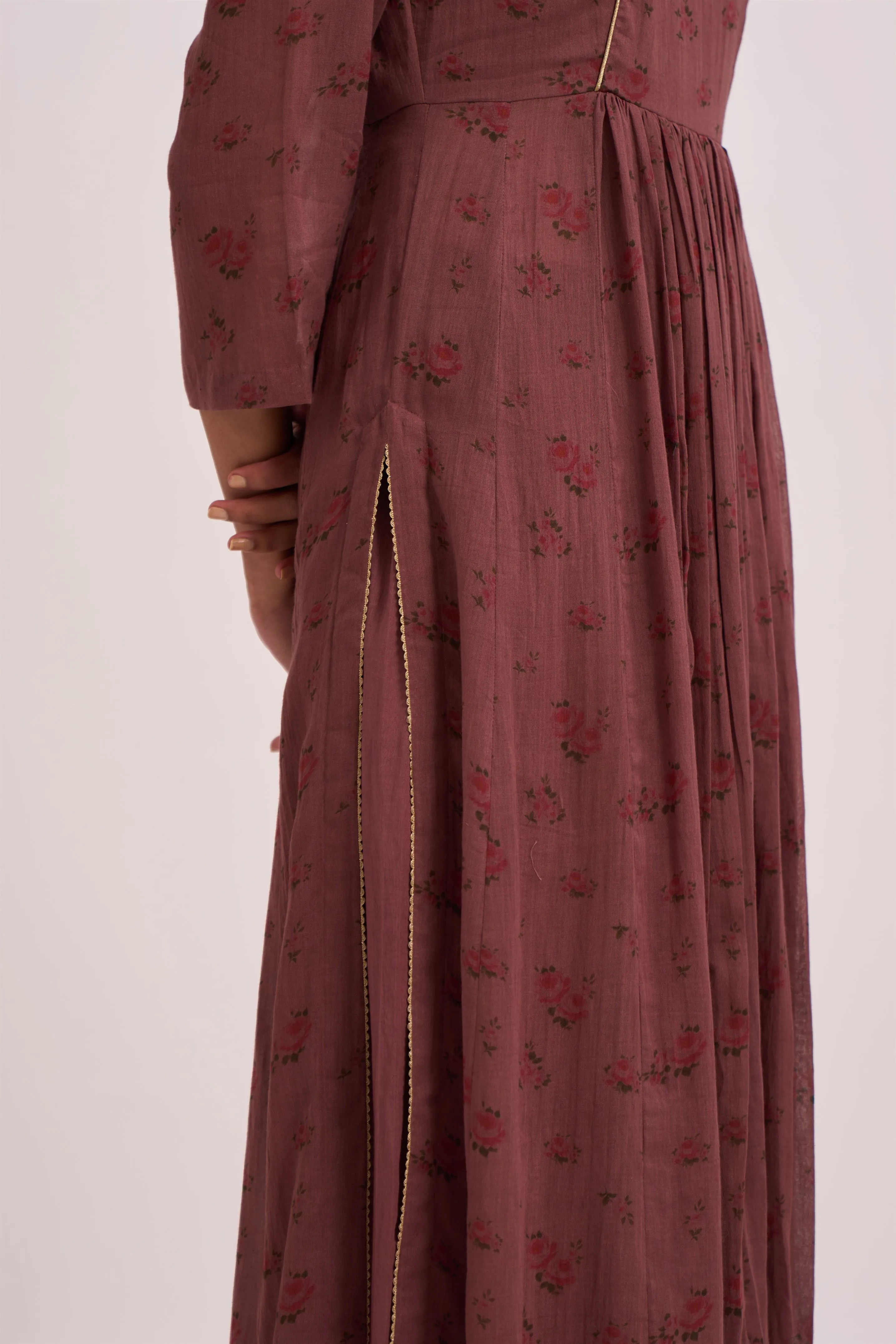 Dot   I   Revati Shamal printed kurta Set  Cotton Fabric is used in Batwa  Rose wood  SS24-PR-101