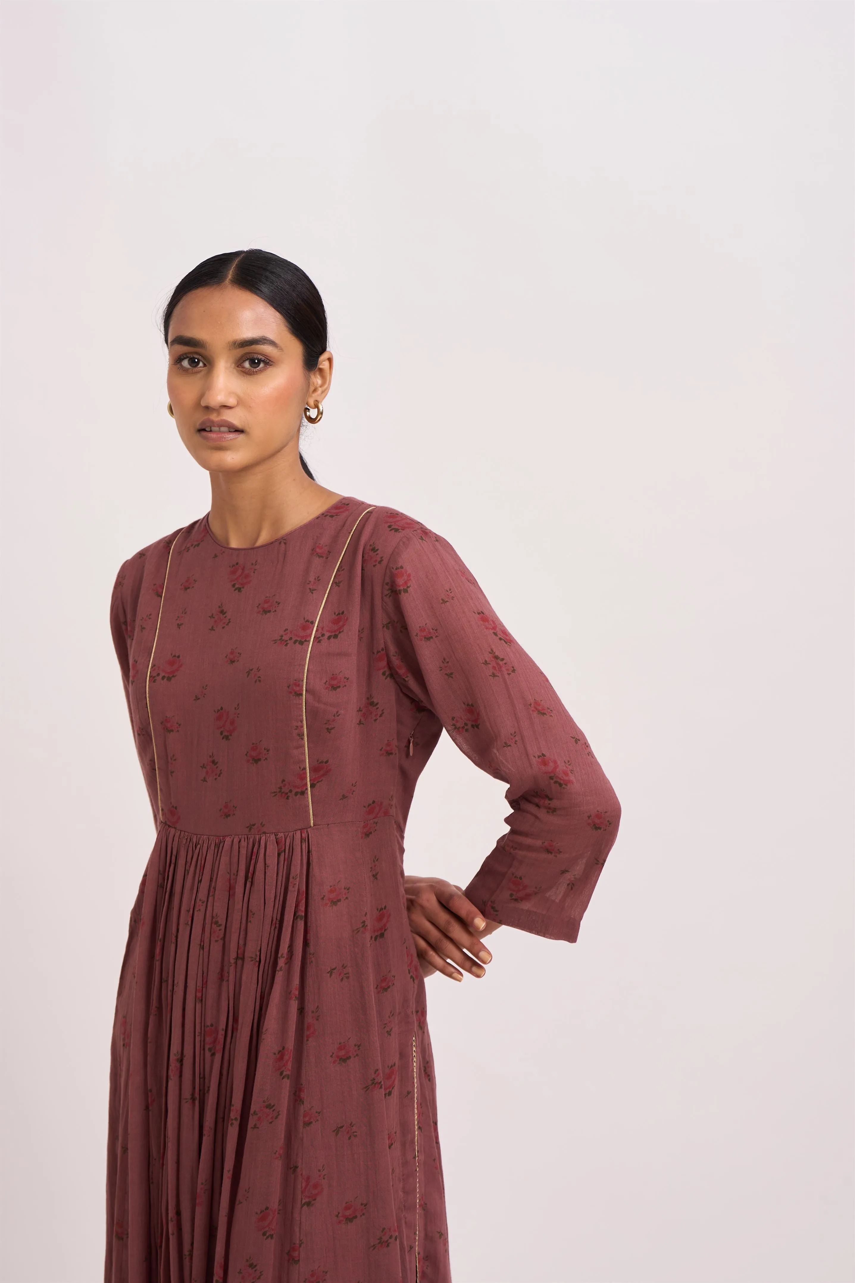Dot   I   Revati Shamal printed kurta Set  Cotton Fabric is used in Batwa  Rose wood  SS24-PR-101