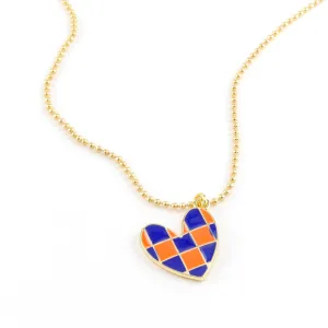 Doug Checkered Heart Necklace