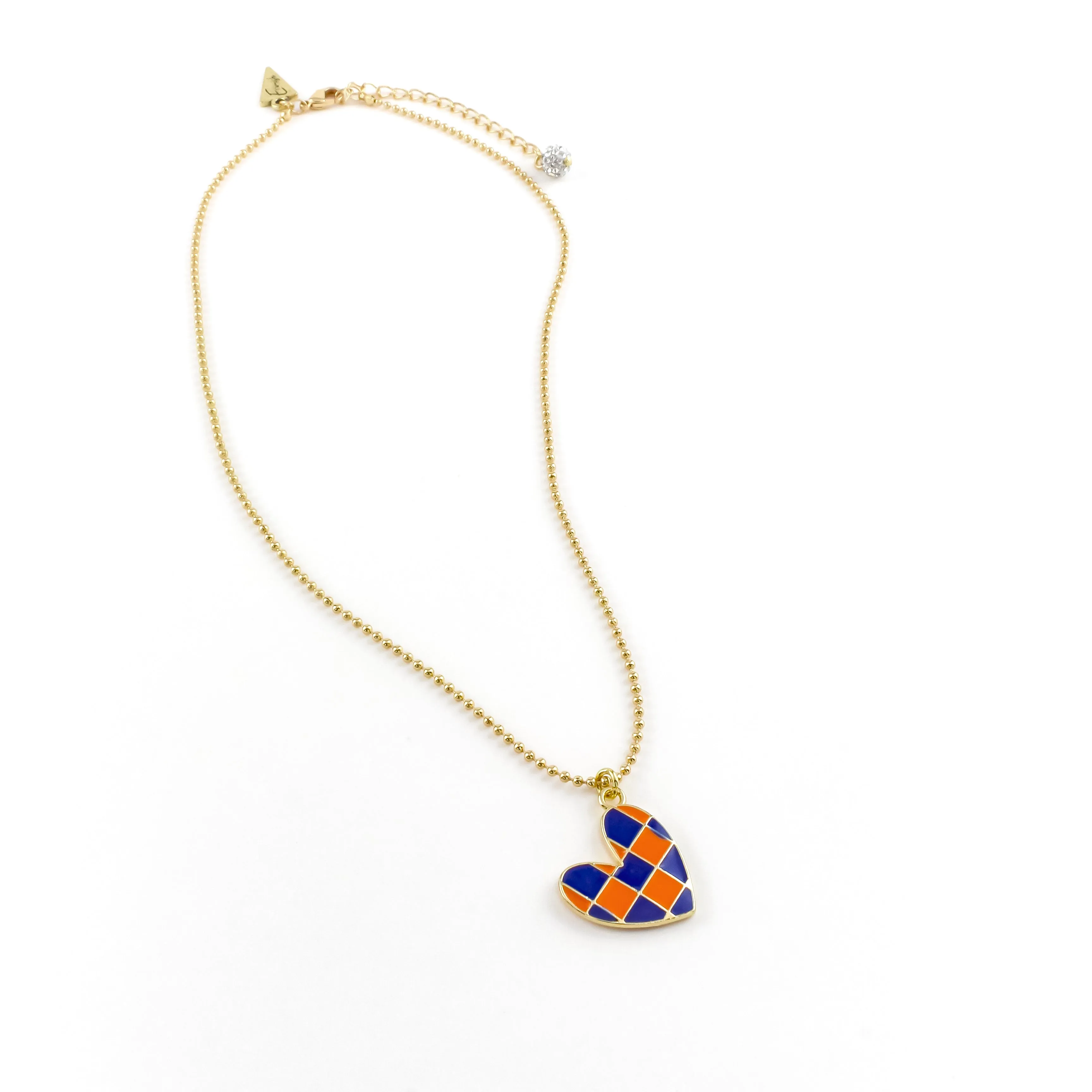 Doug Checkered Heart Necklace