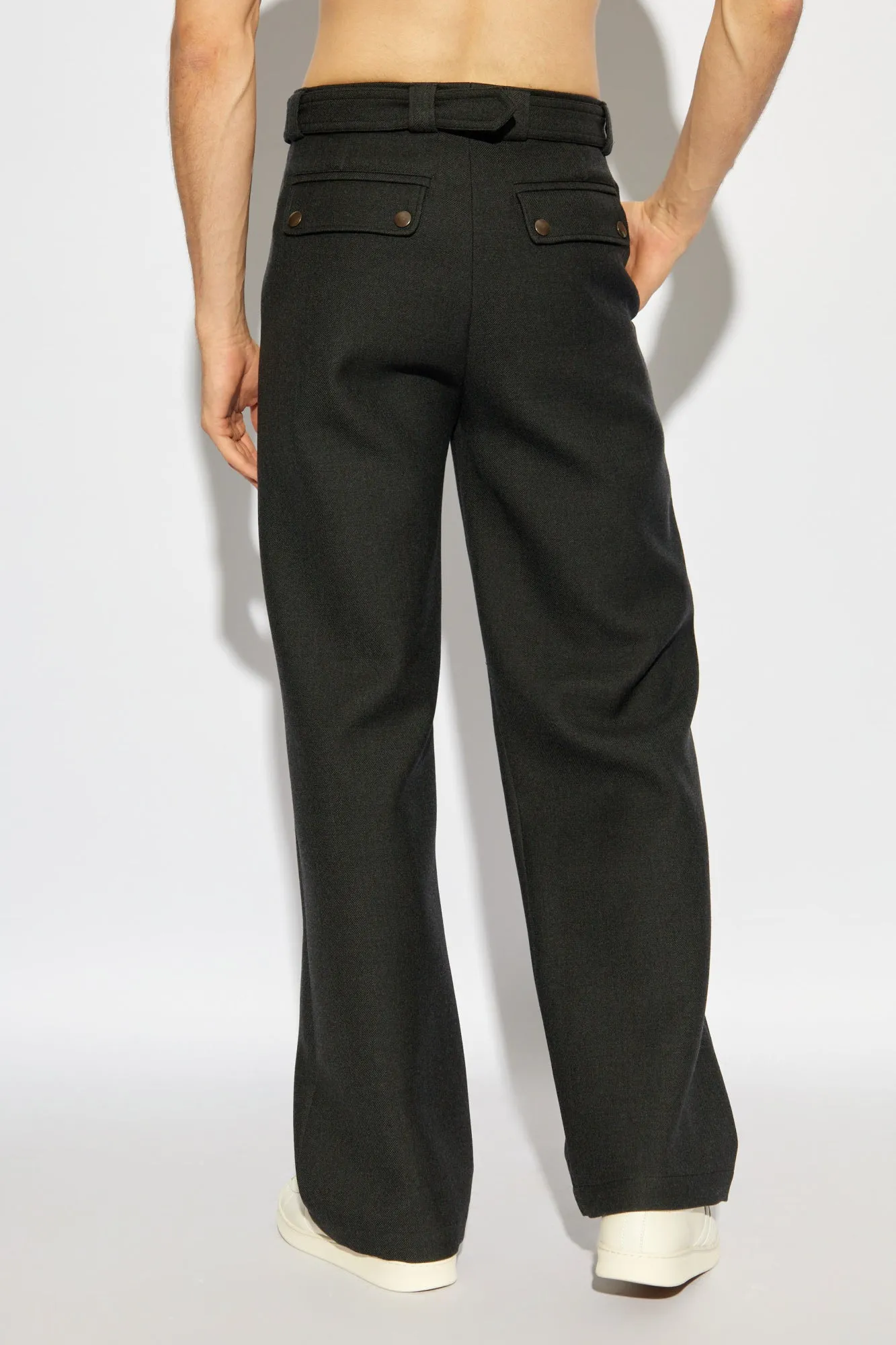 Dries Van Noten Woolen trousers with a belt in GREY - 50