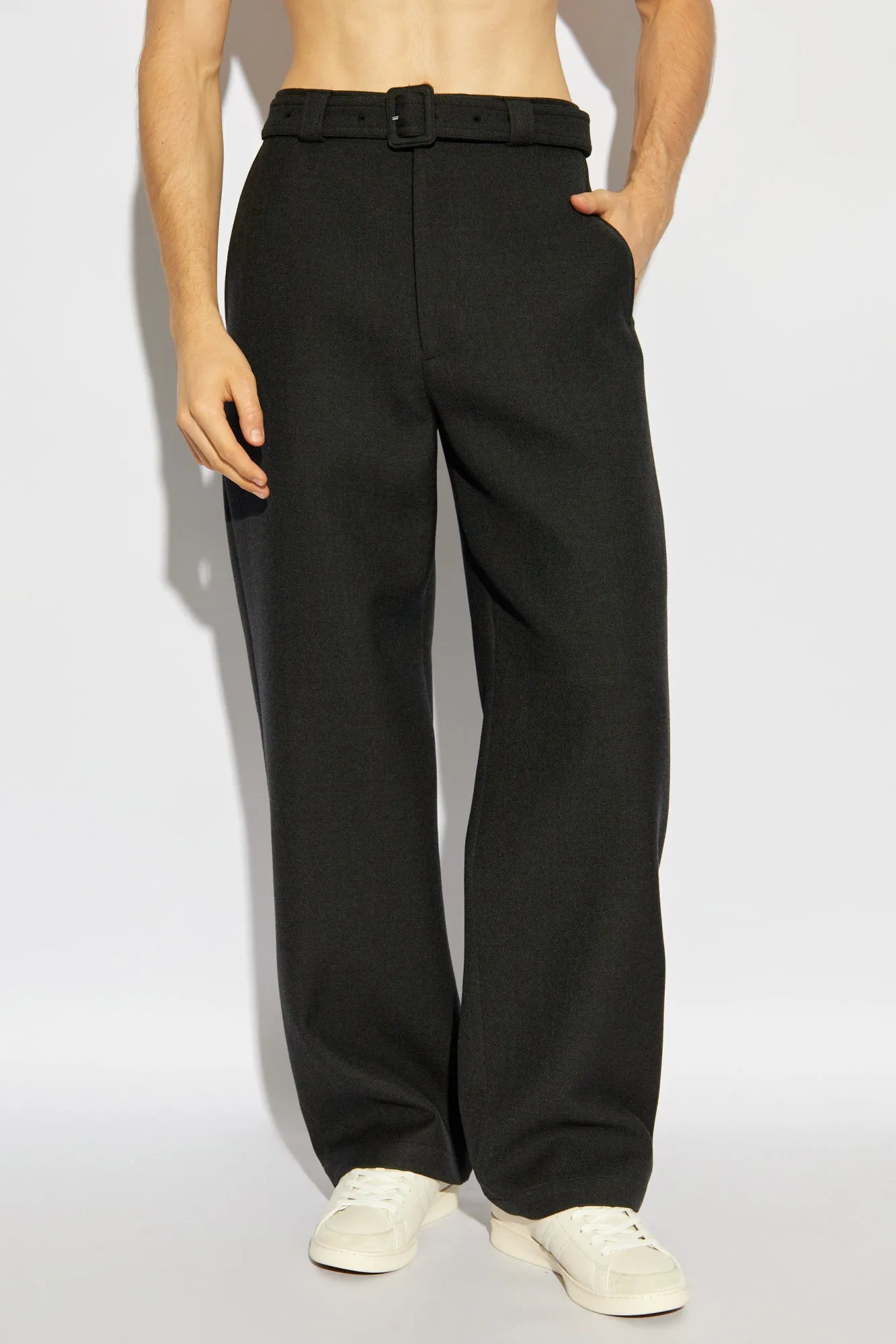 Dries Van Noten Woolen trousers with a belt in GREY - 50