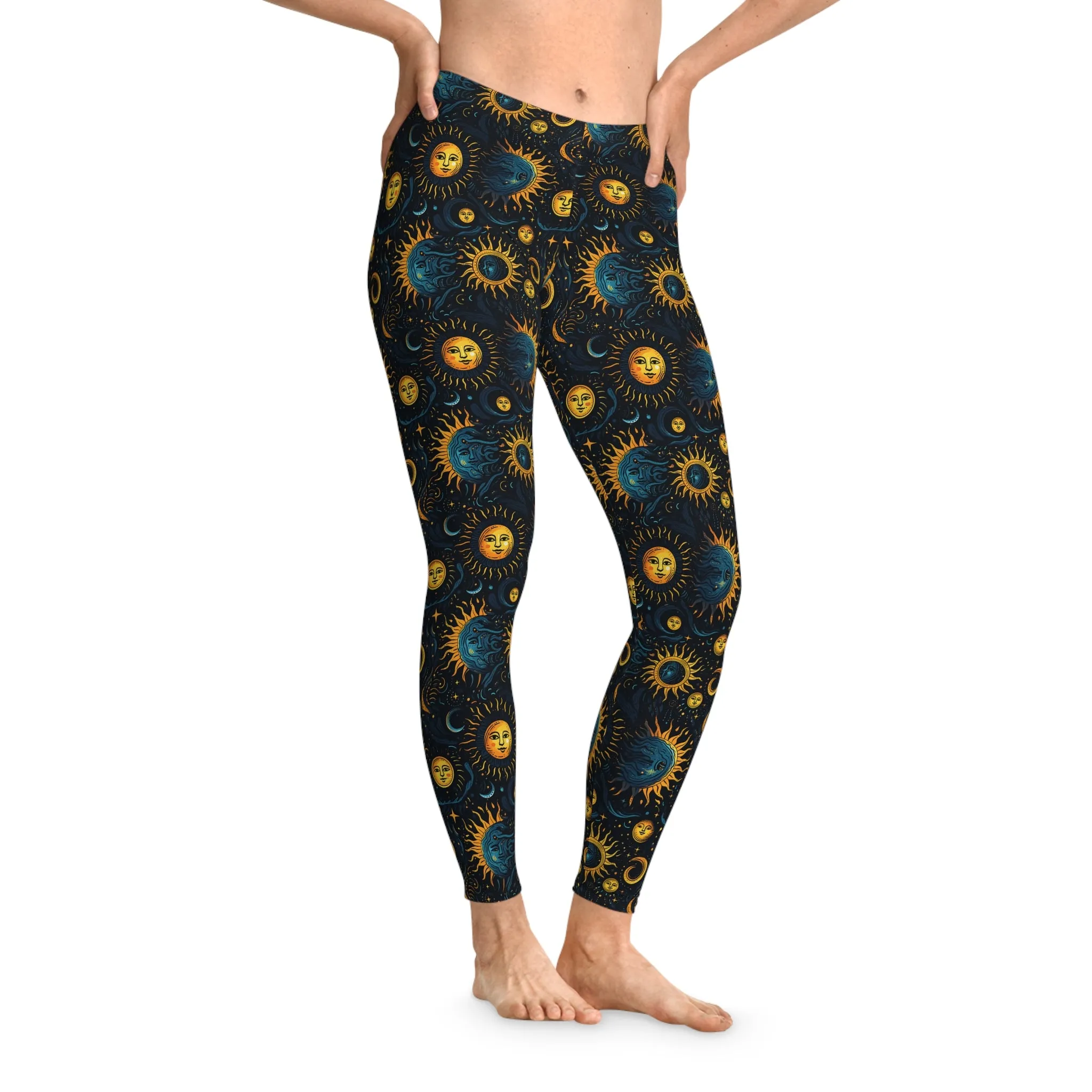 Eclipse Whispers Stretchy Leggings - Cosmic Yoga Pants for Freedom and Comfort
