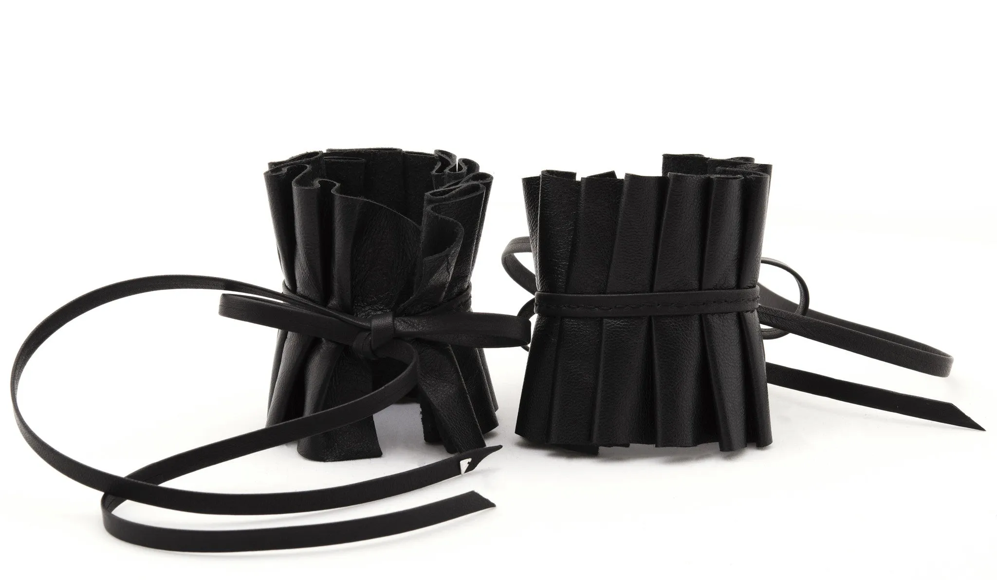 Edwardian Pleated Leather Cuffs